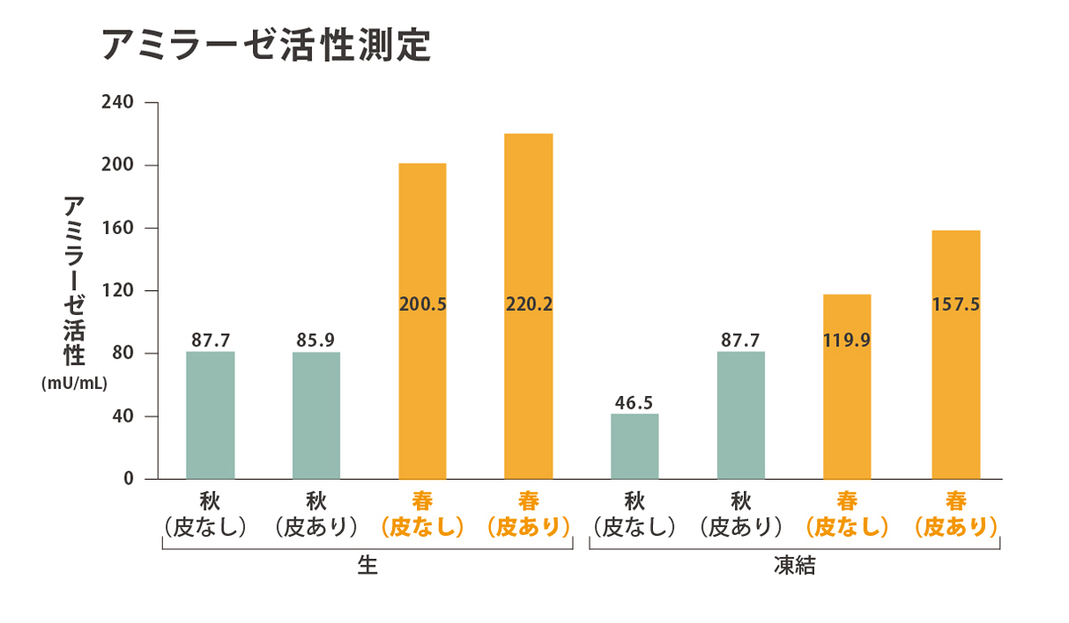 消化酵素（アミラーゼ）活性比較